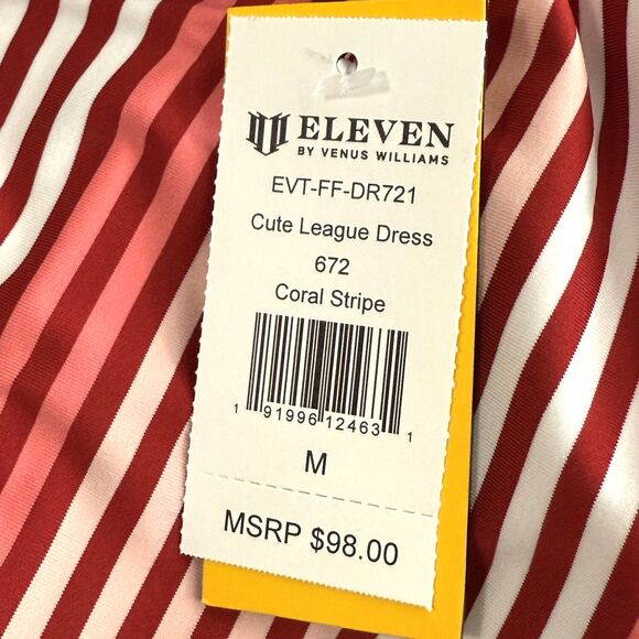 New Eleven Venus Williams Tennis Dress Size Medium Pickleball Racer Back Stripes - Picture 9 of 13